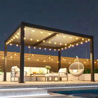 Outdoor Pergola Built for Year-Round Use, Adjustable Louvered Roof, Gutter System, 10x12 Dark Gray Metal