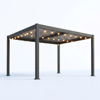 10' X 12' Louvered Pergola, Metal Outdoor Pergola with Adjustable Louvered Roof & Gutter System, Hardtop Patio Gazebo for Backyard, Deck, Garden, Dark Gray — Studio Shot