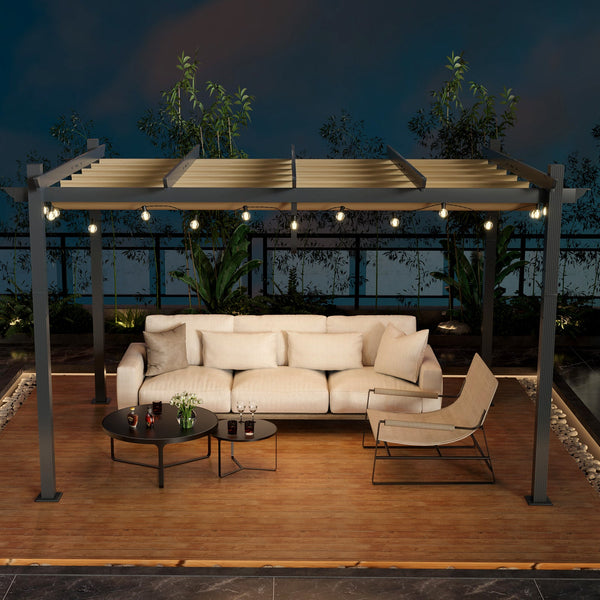 10' x 13' Retractable Aluminum Pergola Canopy