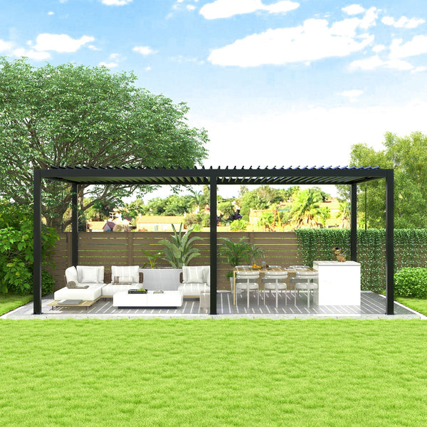 10' x 19' Louvered Pergola with Adjustable Aluminum Louvers