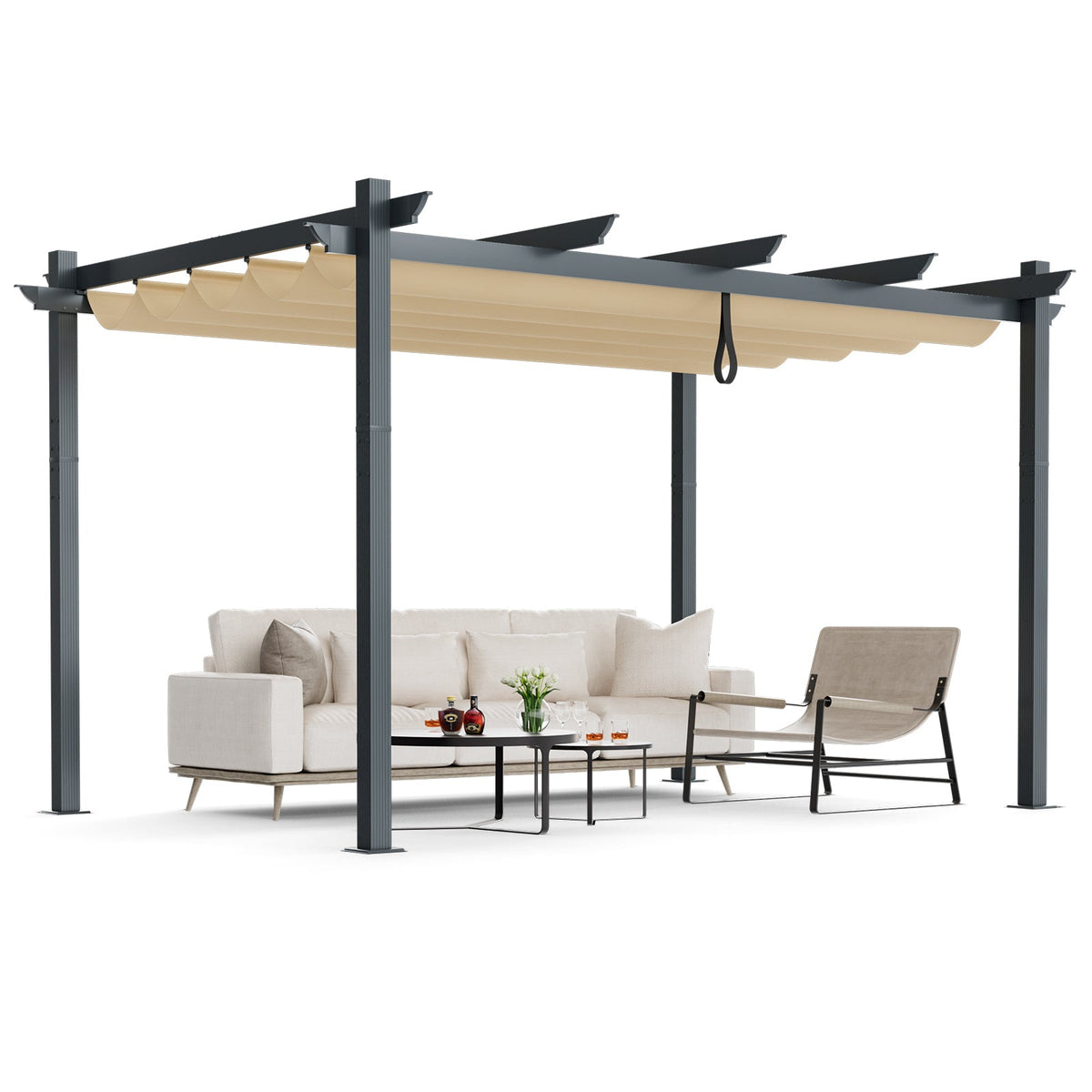 10' x 13' Retractable Aluminum Pergola Canopy