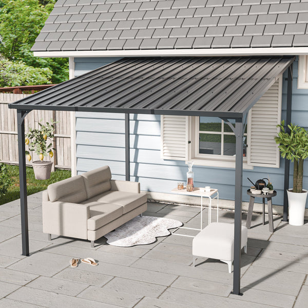 10' x 10' Galvanized Steel Wall-Mounted Pavilion