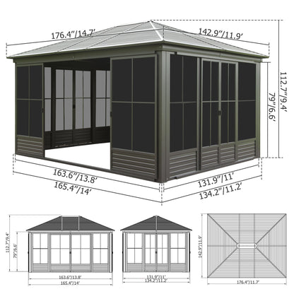 12x14FT Outdoor Sunroom Gazebo