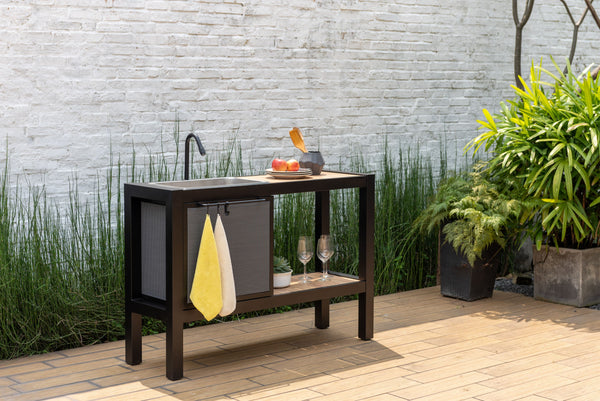 LifestyleGarden Panama Dark Outdoor Kitchen with Stainless Steel Sink