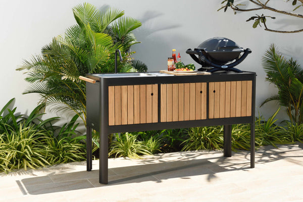 LifestyleGarden Portals Dark Outdoor Kitchen with Built-In Grill Storage