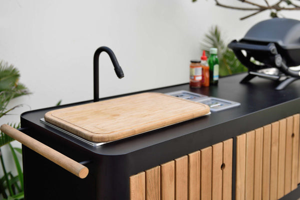 LifestyleGarden Portals Dark Outdoor Kitchen with Built-In Grill Storage