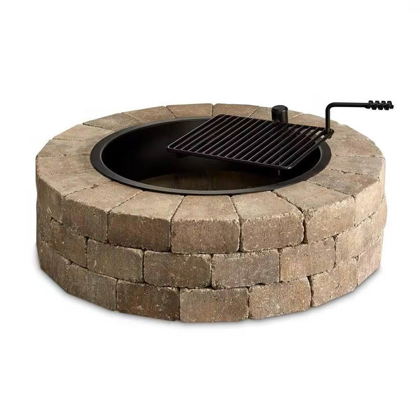 48" Round Concrete Fire Pit Kit with Steel Ring & Cooking Grate