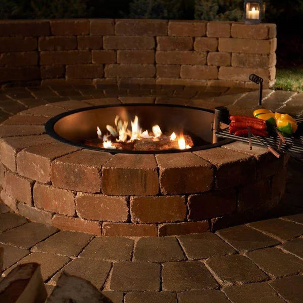 48" Round Concrete Fire Pit Kit with Steel Ring & Cooking Grate