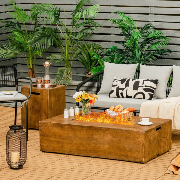 2-Piece Propane Fire Pit Table Set with Tank Storage Side Table