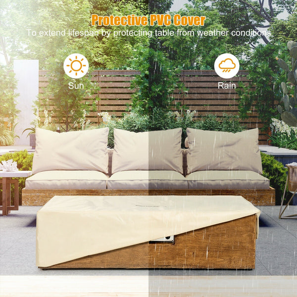 2-Piece Propane Fire Pit Table Set with Tank Storage Side Table