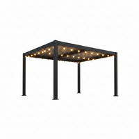 Outdoor Pergola Built for Year-Round Use, Adjustable Louvered Roof, Gutter System, 10x12 Dark Gray Metal